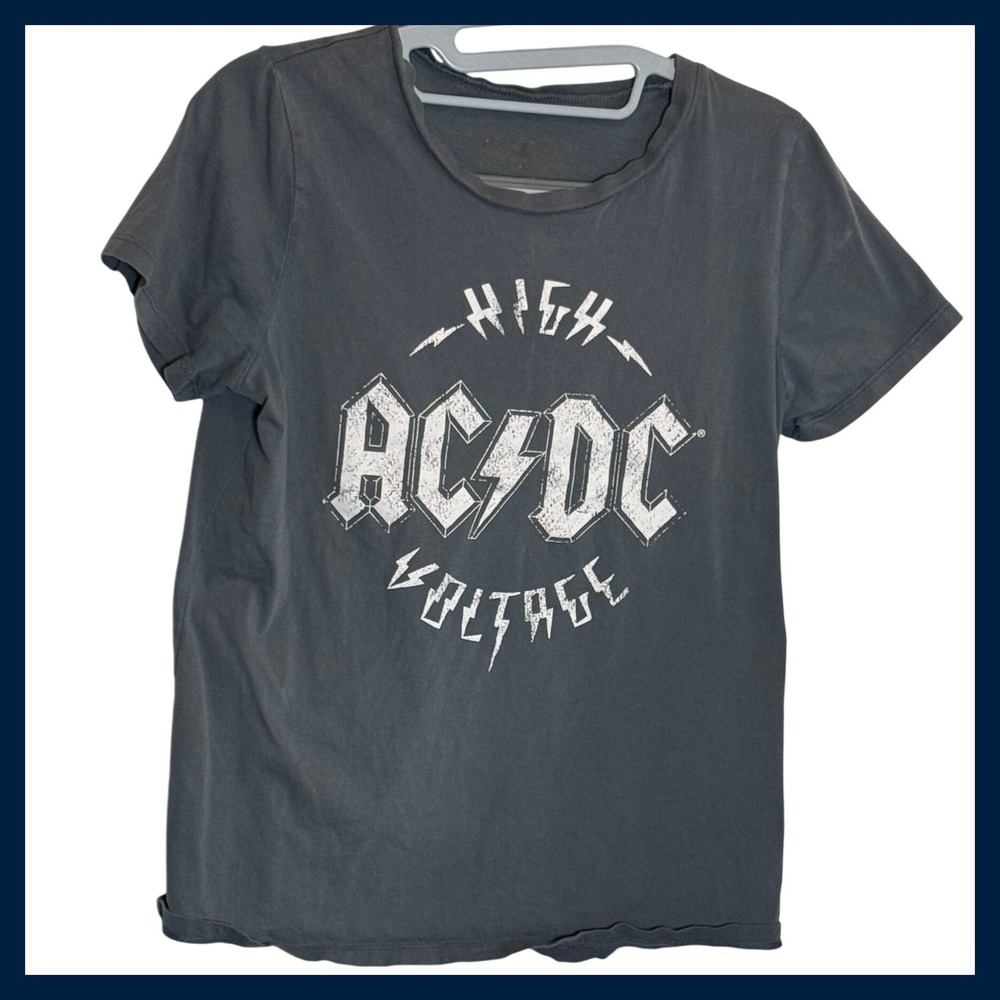 AC/DC High Voltage Band T-Shirt Port & Company Charcoal Grey Adult M Graphic Tee
